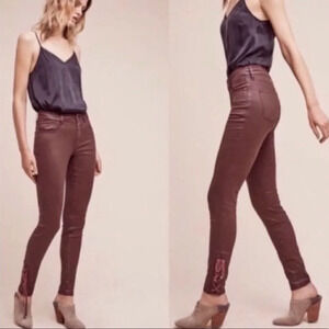Pilcro and the Letterpress Anthropologie Waxes Lace Up Ankle Pants Burgundy
